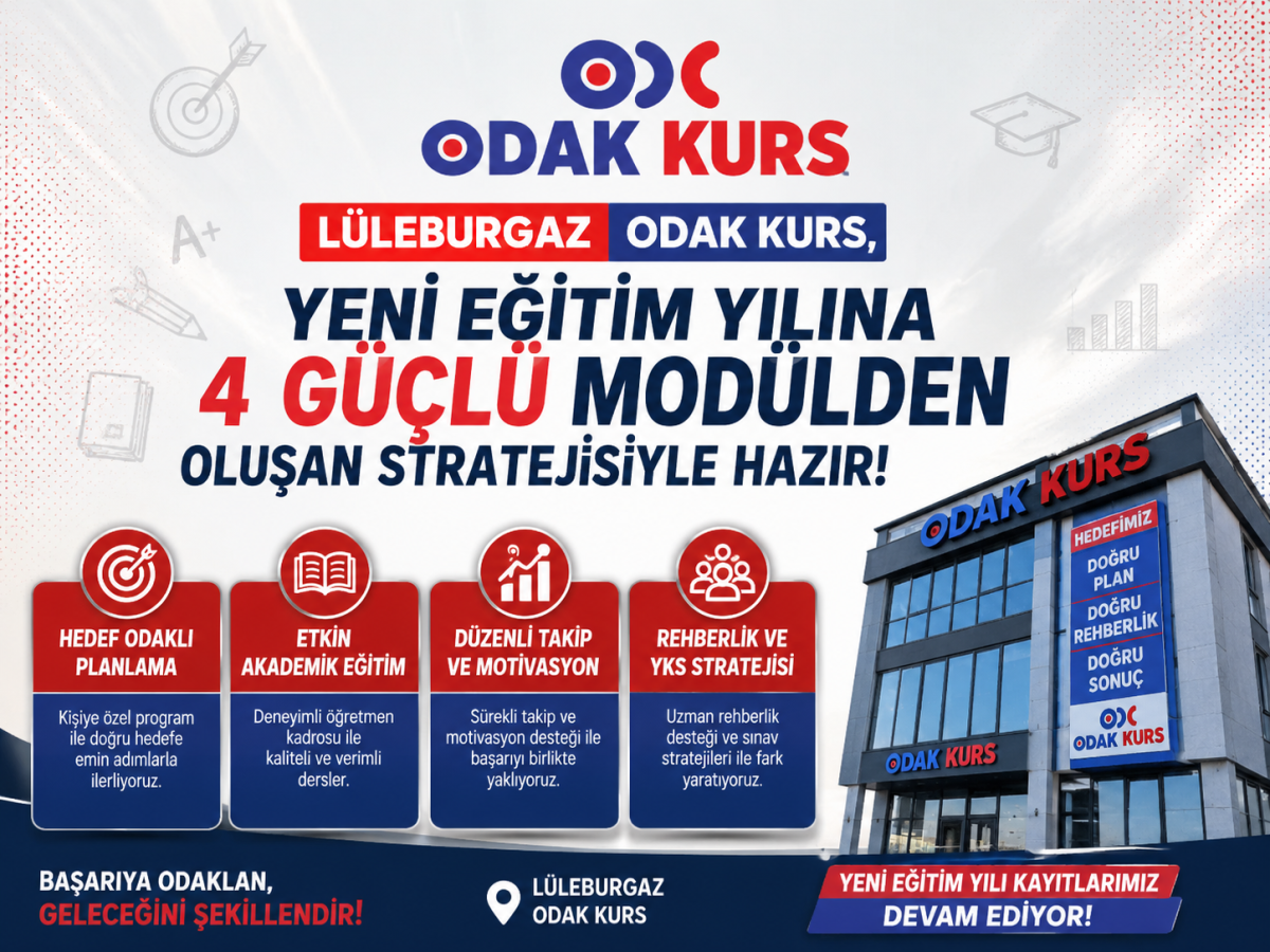 Lüleburgaz Odak Kurs, Yeni Eğitim Yılına 4 Güçlü Modülden Oluşan Stratejisiyle Hazır!