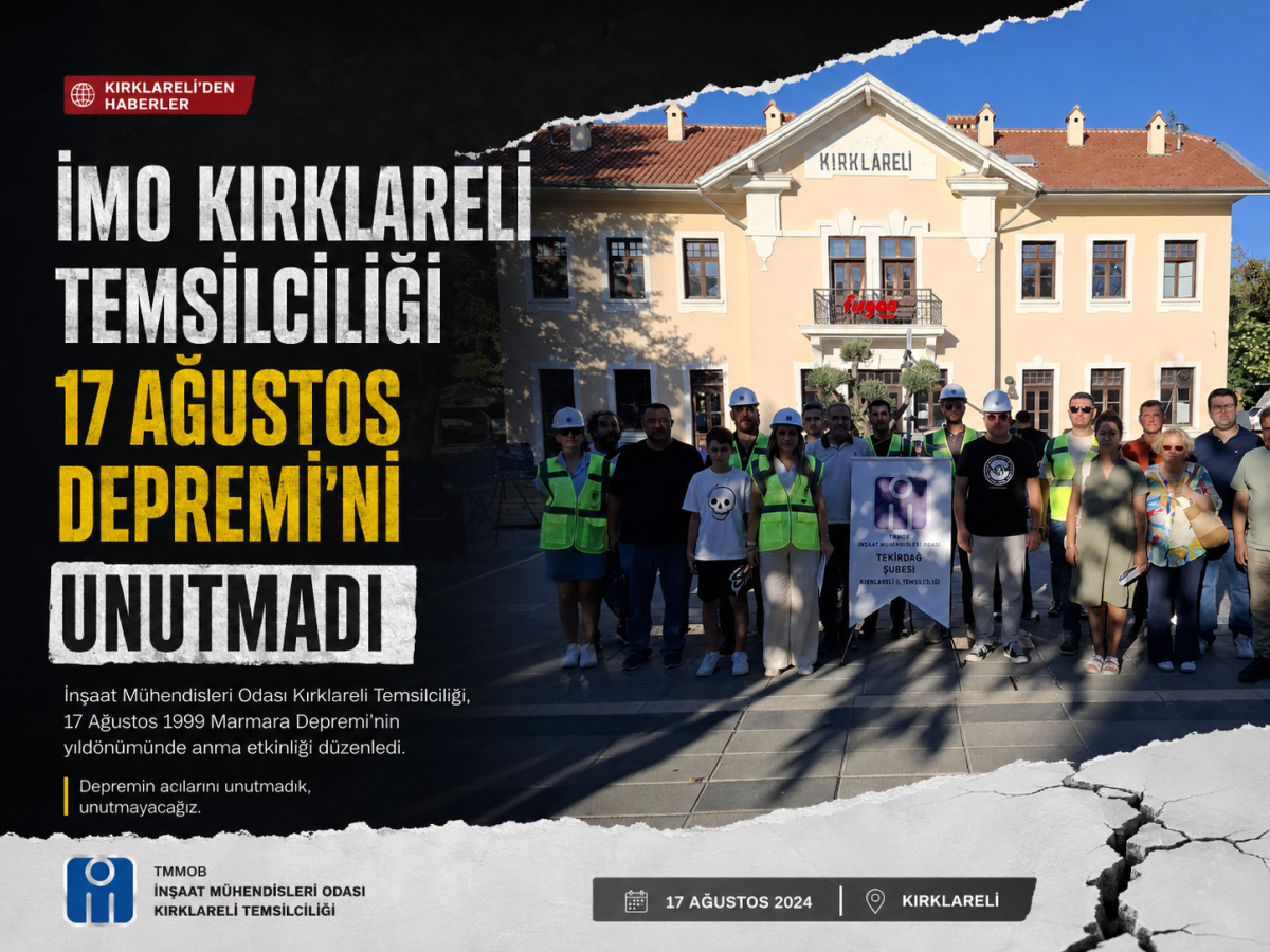 İMO Kırklareli Temsilciliği 17 Ağustos Depremi'ni Unutmadı